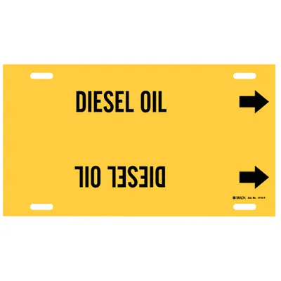 BRADY Pipe Marker: Diesel Oil, Yellow, Black, Fits 6 to 7 7/8 in Pipe O.D., 1 Pipe Markers - Diesel Oil Strap-On Pipe Markers