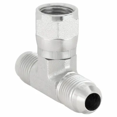 AEROQUIP Hydraulic Hose Adapter: 1/4 in x 1/4 in x 1/4 in Fitting Size, Female x Male x Male - JIC-to-JIC Steel Hydraulic Hose Adapters