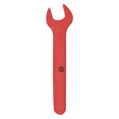 WIHA Open End Wrench: Alloy Steel, High Visibility Coating, 6 mm Head Size, 3 3/4 in Overall Lg - Metric, Single End, Open End Wrenches