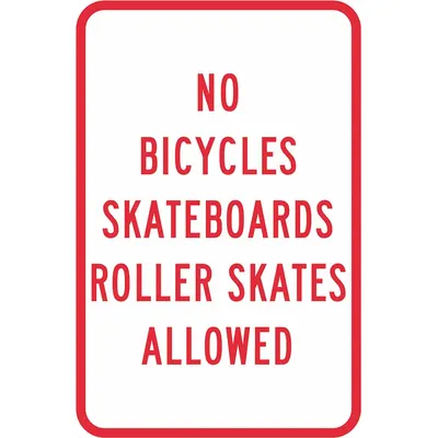 LYLE Reflective No Skateboards Sign: Aluminum, Mounting Holes Sign Mounting - No Bicycles Skateboards Roller Skates Allowed Signs
