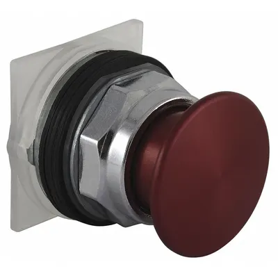 SCHNEIDER Mushroom Head Push Button: Red, 30 mm Mounting Size, Metallic - Mushroom-Head Push-Button Operators