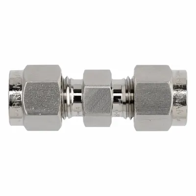 BRENNAN INDUSTRIES Compression Fitting Straight: 5/8 in OD x 5/8 in OD Fitting Size - Clean & Bagged Single-Ferrule Stainless Steel Fittings