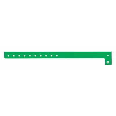 ID Wristband: No Legend, 10 in Overall Lg, 5/8 in Overall Wd, Plastic, Green - Security Wristbands