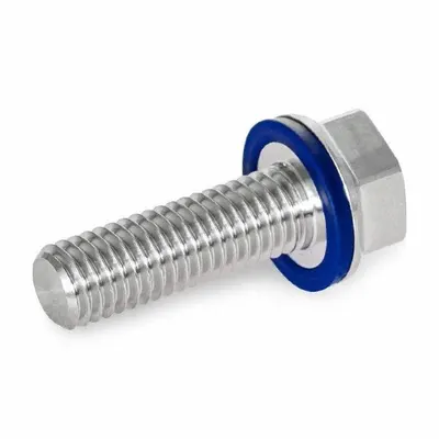 JW WINCO Hygienic Hex Head Screws: Stainless Steel, Partially Threaded, M6, 18 mm Min Thread Lg - Low-Profile Hygienic Hex Head Screws with Sealing Washer