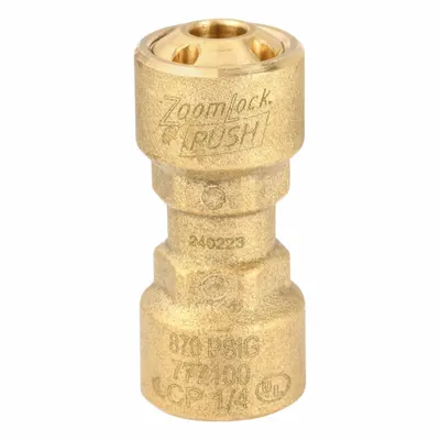 PARKER Push-Fit Coupling Fitting: 1/4 in OD x 1/4 in OD Size - Brass Push-to-Connect Tube Fittings