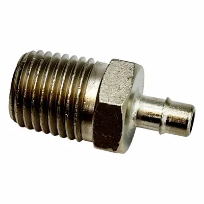 MEM-CO Mini Barb Fitting: 1/2 in Pipe x 3/16 in ID Size, MNPT x Tube, Brass - Standard Brass Barbed Tube Fittings