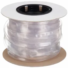 Clear PVC heat shrink tubing with chemical resistance. Shrinks from 1.5 in inner diameter to 0.75 in. Supplied in a 25 ft length. Used to insulate and protect wires, cables, and connectors from chemicals, moisture, and abrasion in industrial environments.