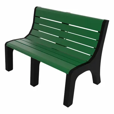 ULTRASITE Outdoor Bench: Newport, 48 in Overall Lg, 33 3/8 in Overall Ht, Green - Vandal Resistant Resinwood Benches