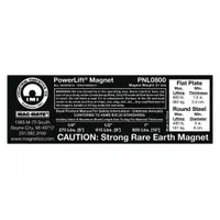 MAG-MATE Replacement Capacity Sticker: 900257, Below-the-Hook Lifting Magnets