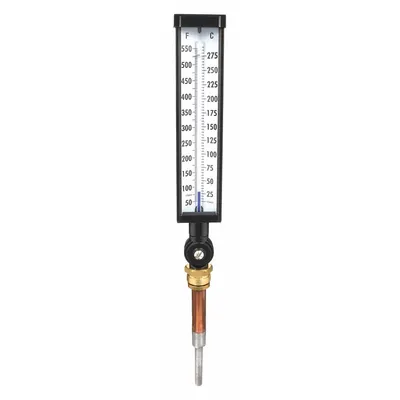 OEM Industrial Glass Thermometer: 50°F to 550°F /10°C to 290°C - Adjustable-Angle Thermometers without Thermowell