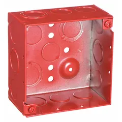 Standard steel electrical box for life safety alarm circuits. Without clamps or bracket. Used to house wiring connections in commercial and industrial installations.