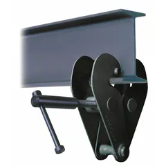 This steel beam lifting clamp is designed for top beam mounting. It provides a secure attachment point for hoists or cranes during lifting and positioning of steel beams. Typical applications include steel erection, structural steelwork, and heavy equipment rigging.