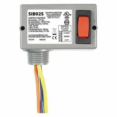FUNCTIONAL DEVICES INC / RIB Prewired Rocker Switch: 3 Positions, SPST - Enclosed Prewired Rocker Switches