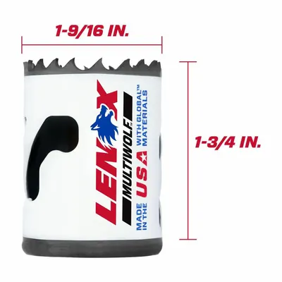 LENOX Hole Saw: 1 9/16 in Saw Dia., 3/5 Teeth per Inch, 1 1/2 in Max. Cutting Dp - Multi-Material-Cutting Hole Saws without Arbor