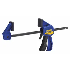 This dual-function tool serves as both a clamp and a spreader, with a max jaw opening of 4 in and a throat depth of 1 1/4 in. It provides 35 lb of clamping force for holding workpieces during gluing, assembly, or light fabrication tasks. The adjustable range from 4 in to 8 in accommodates various project sizes.