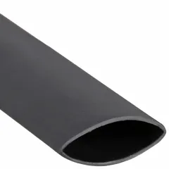 Standard heat shrink tubing with a 0.35-inch inner diameter before shrinking and a 48-inch length. Features a 3:1 shrink ratio for conforming to irregular shapes. Used for insulating and protecting electrical wires, cables, and connections. Black color. Sold in a pack of 5.