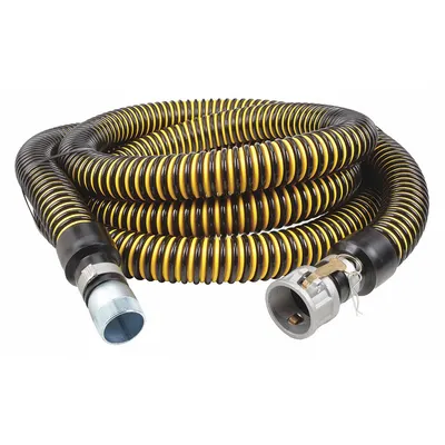 OEM Water Suction Hose: 2 in Hose Inside Dia., 17 psi, Black/Yellow - Polyethylene Water Suction & Discharge Hose Assemblies with Polyethylene Double Helix Reinforcement