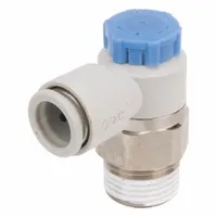 SMC Speed Control Valve: Elbow Fitting, Screw, 3/8 in Valve Body Size, 10 mm Tube, Meter In (MPN AS3211F-02-10S)