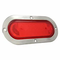 GROTE Stop/Turn/Tail Light: LED, Stop Light, Red, Oval, 3 5/8 in Overall Ht, 7 7/8 in Overall Wd (MPN 53972)
