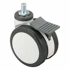 Twin-Wheel Threaded Stem Caster for Medical Equipment, 4 in Dia., M12 Thread, 120 mm Mounting Height