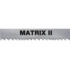 Bi-metal band saw blade for cutting aluminum, carbon steel, and structural steel. Matrix II construction. Length 13 ft 3 in, 14 teeth per inch. Suitable for general metal cutting in fabrication and maintenance.
