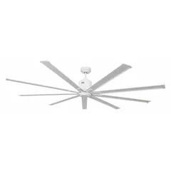 This Dayton industrial ceiling fan is designed for large commercial and warehouse spaces requiring high-volume air movement. It delivers airflow capacities ranging from 7,500 to 9,400 cfm across six speeds, operating on single-phase 120V AC power with a current draw of 0.5 A. The fan does not include a light kit.