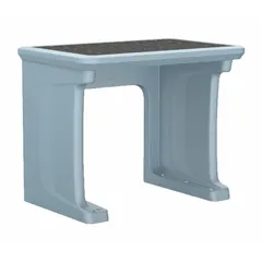 This floor-mount desk features a laminate top and measures 36 inches wide, 24 inches deep, and 29 inches high. It is constructed from polyethylene and is suitable for use in industrial workstations where a durable, easy-to-clean surface is required.