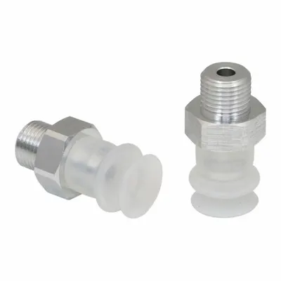 SCHMALZ Vacuum Pad Assembly: Bellows, 1.5 Folds, G1/8 in Vacuum Port, 14.5 mm Pad Dia - Bellows Type Food-Safe Vacuum Pad Assemblies