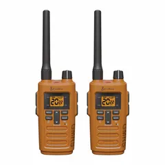 Analog GMRS personal radio with 2.5 W output and 4 channels. Powered by a NiMH battery providing up to 12 hours of operation. Requires an FCC license for use. Suitable for outdoor recreation, job-site coordination, and emergency communication where cellular service is unavailable.