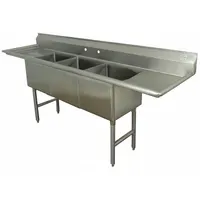 ADVANCE TABCO Scullery Sink: 3 Bowls, 43 in Overall Ht, 84 in Overall Lg, 26 in Overall Wd (MPN FC-3-1620-18RL-X)