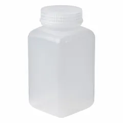 Polypropylene Rectangular Lab Bottle, 16 fl oz, PPCO, Colorless, 52.2 mm Screw Closure