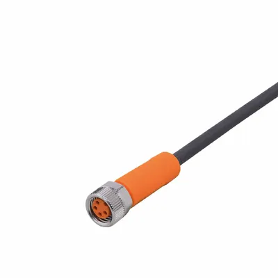 IFM Cordset: M8 Female Straight X Bare Wire, 4 Pins, Black, PUR, 5 m Cable Lg - Single-Ended Cordsets with PUR Jacket for Twisting Applications