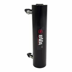 This double-acting lightweight ram has a 30 ton nominal capacity and 13 in nominal stroke length. It is used for controlled lifting, pressing, and positioning of heavy loads in industrial maintenance, construction, and manufacturing applications.