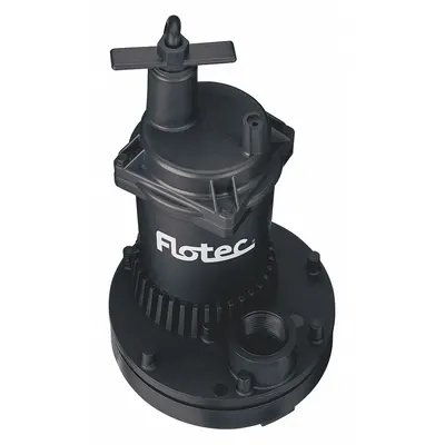 FLOTEC Plug-In Utility Pump: 1/6 hp, 0 in Max. Dia. Solids, Continuous Duty, 115V AC - Light-Duty Submersible Electric-Operated Utility Pumps