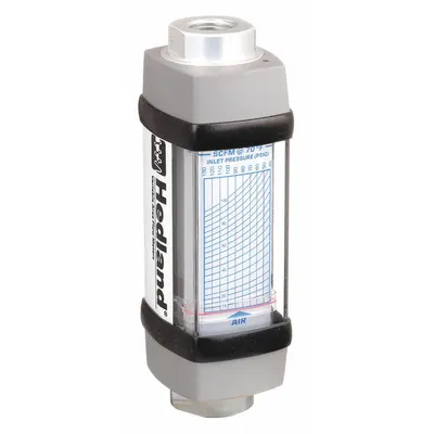 HEDLAND Mechanical Flowmeter: Air and Compressed Gas Meter, Scale, Variable Area - Inline Flowmeters for Air & Compressed Gases