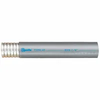 LIQUATITE AT-12 is a 3/4 in trade size, gray, AT-type liquid-tight flexible metal conduit with a nominal length of 100 ft. It provides a grounded, flexible raceway for protecting electrical wiring in environments where moisture and mechanical damage are concerns. Typical applications include machine tools, HVAC equipment, and other plant-floor wiring