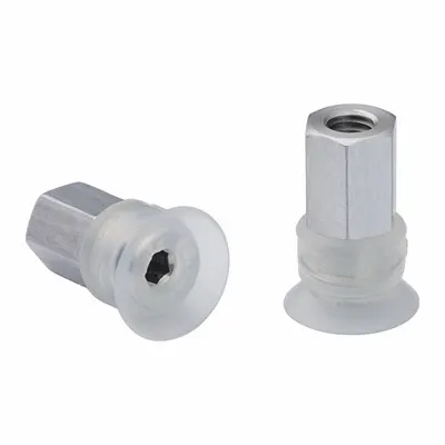 SCHMALZ Vacuum Pad Assembly: Flat, M5 Vacuum Port, 11.2 mm Pad Dia, Food Grade Silicone Rubber - Flat Type Food-Safe Fast-Handling Vacuum Pad Assemblies