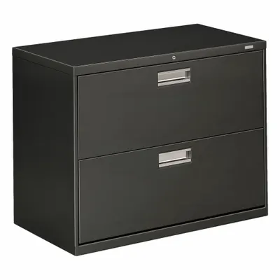 HON Lateral File Cabinet with Drawer: Charcoal, 2 Drawers, 28 in Overall Ht - Lateral File Cabinets