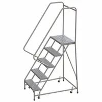 BALLYMORE Rolling Ladder: 4.2 ft Platform Ht, Assembled, Aluminum, Wt-Actuated, Perforated (MPN WLAR105246)