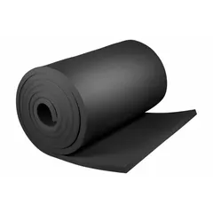 This 2-inch-thick Buna-N Rubber/PVC sheet measures 4 ft x 16 ft and is black with a plain backing. It is plenum rated and provides oil resistance for thermal and acoustic insulation in industrial HVAC and mechanical systems.