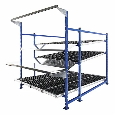 UNEX FLOW CELL Gravity Flow Rack Workstation: Starter, 72 in x 96 in, 72 in Overall Ht - Skate Wheel Track Bolted Stationary Flow Rack Workstations