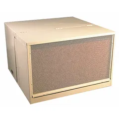 This single-inlet ducted evaporative cooler is designed for residential use, providing cooling through water evaporation. It operates on 120V AC and includes a factory-installed drive package. The unit measures 32 1/4 in x 42 in x 47 in with a 12 in thick pad and a 1 hp motor.