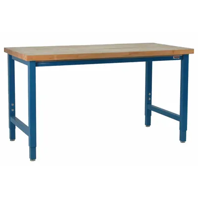 BENCHPRO Workbench: Adj Ht, Butcher Block, 120 in x 30 in, 6,600 lb Overall Load Capacity - Heavy-Duty Open-Base Workstations