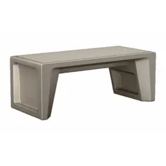 Floor-mounted, 2-seat bench with Stone Gray polyethylene seat material. Meets ISO 22196 antimicrobial standard. Suitable for waiting areas, lobbies, and break rooms.