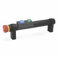 JW WINCO Pull Handle: Black, 2 Buttons, 12 Pin M12, Changeover w/NO E-Stop, 10.75 in Grip Lg (MPN 331-300-SW-T2-2)