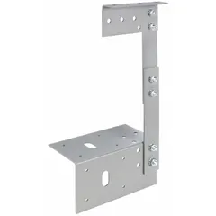 This hanger support is designed for indoor wireways in electrical distribution systems. It is constructed from 16-gauge steel with an ANSI 61 polyester powder finish. The bracket measures 4 inches in height and is supplied without knockouts. Suitable for use with 4-inch wide wireways in commercial or industrial settings.
