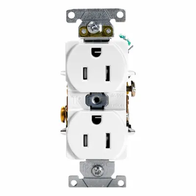 LEVITON Tamper-Resistant Duplex Receptacle: Duplex, 5-15, White, 125V AC, 15 A - General Purpose Receptacles