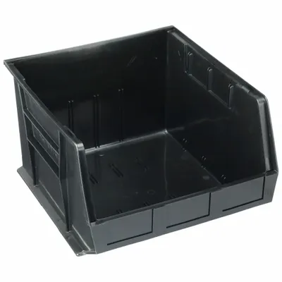 QUANTUM STORAGE SYSTEMS Hang and Stack Bin: 16 1/2 in x 18 in x 11 in, Black - Recycled Plastic Bins