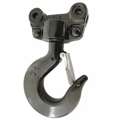 Replacement top hook assembly for Dayton manual chain hoists. Includes a safety latch. Compatible with hoists rated for 6,000 lb load capacity. Used in industrial lifting applications requiring secure hook connection.