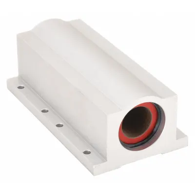 PBC LINEAR Mounted Linear Bearing: Twin, Self-Aligning, 1/4 in Inside Dia, Frelon Gold - Twin Closed Self-Aligning Pillow Block Linear Plain Bearings